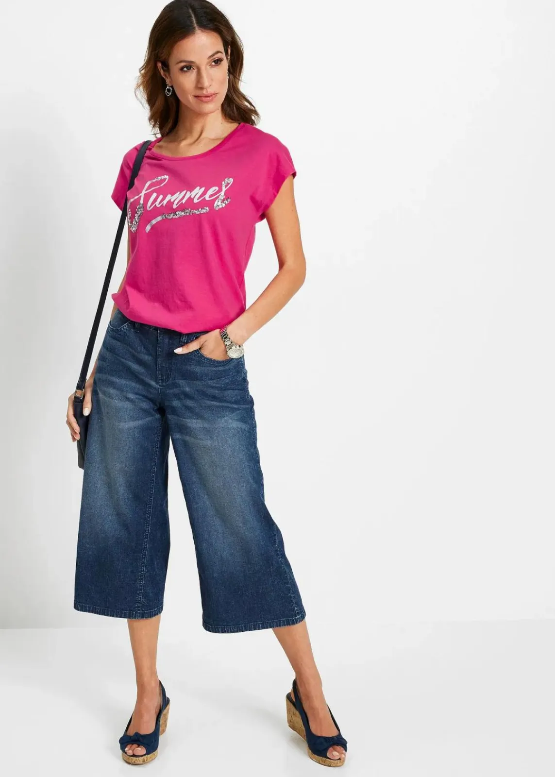 bonprix Shirts & Tops^Shirt mit Pailletten pinklady/silber bedruckt