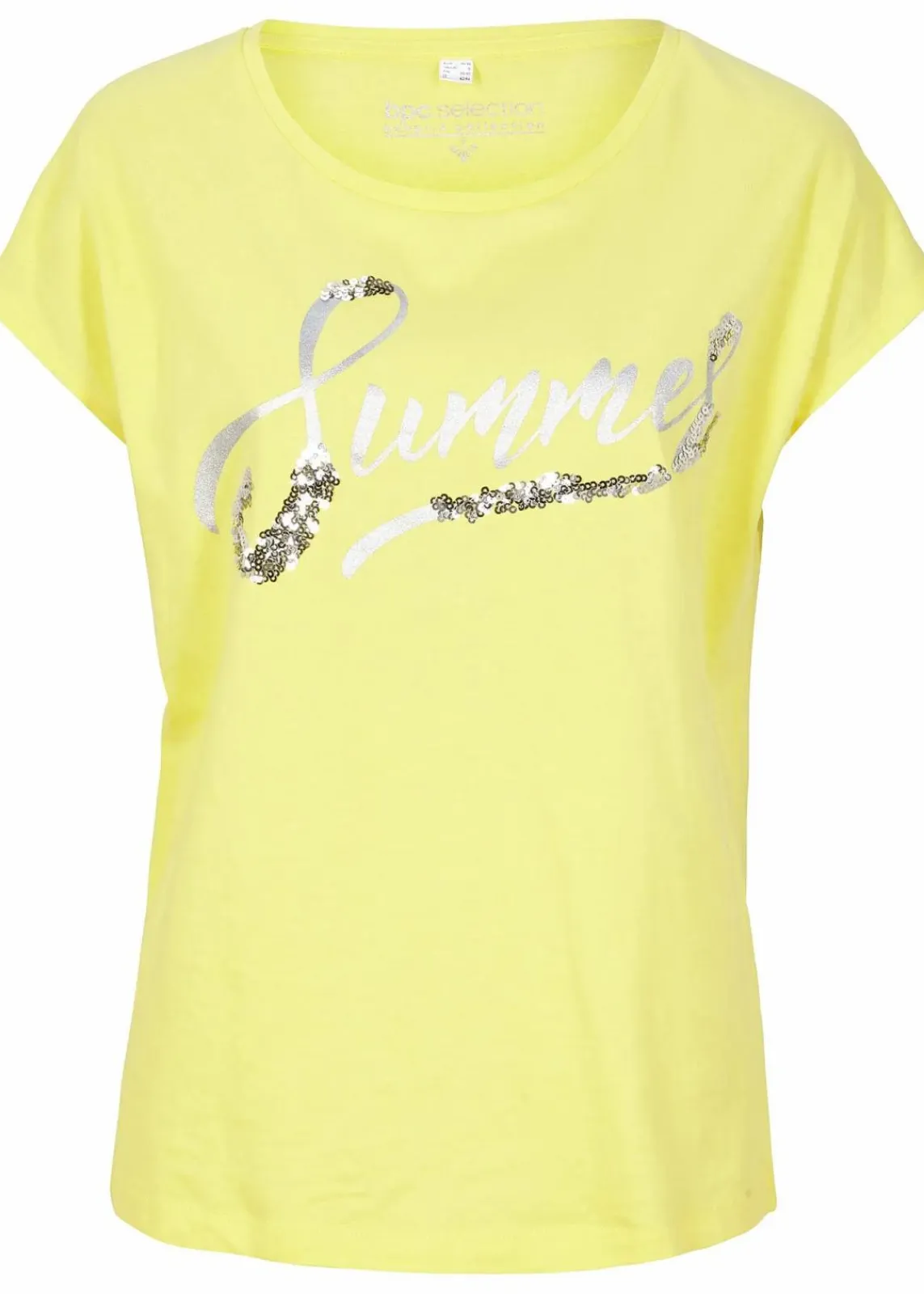 bonprix Shirts & Tops^Shirt mit Pailletten limone/silber bedruckt