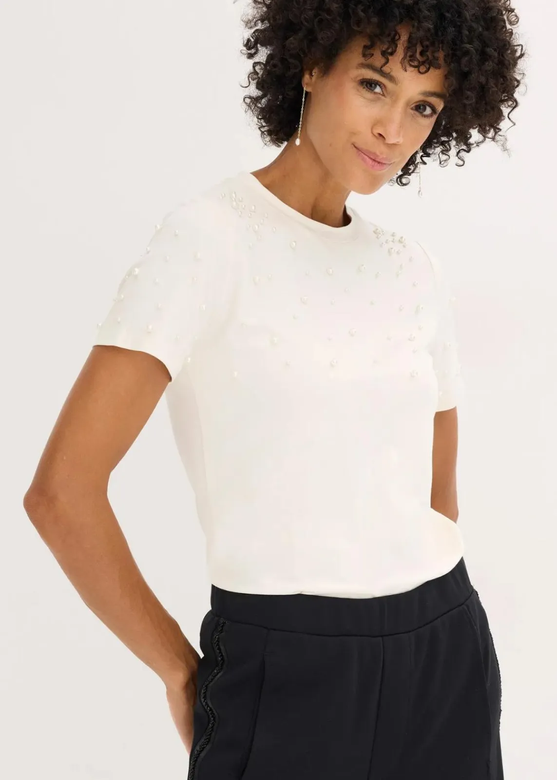 bonprix Shirts & Tops^Shirt mit Perlen-Applikation wollweiß