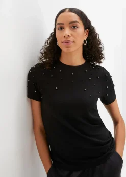 bonprix Shirts & Tops^Shirt mit Perlen-Applikation schwarz