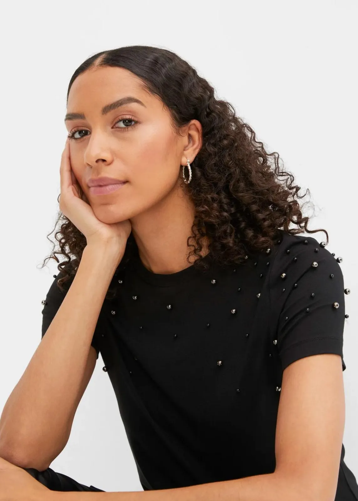 bonprix Shirts & Tops^Shirt mit Perlen-Applikation schwarz
