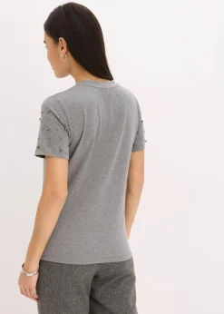 bonprix Shirts & Tops^Shirt mit Perlen-Applikation grau meliert