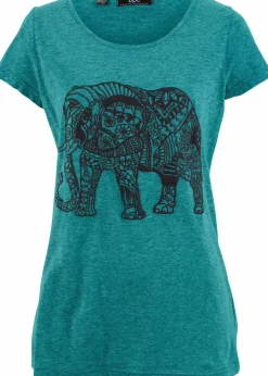 bonprix Shirts & Tops|Nachhaltigere Materialien^Shirt mit platziertem Print aus Bio-Baumwolle, kurzarm kobalttürkis/schwarz
