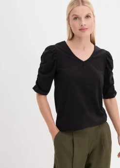 bonprix Shirts & Tops|Nachhaltigere Materialien^Shirt mit Puffärmeln schwarz