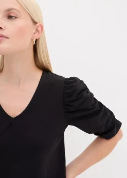 bonprix Shirts & Tops|Nachhaltigere Materialien^Shirt mit Puffärmeln schwarz