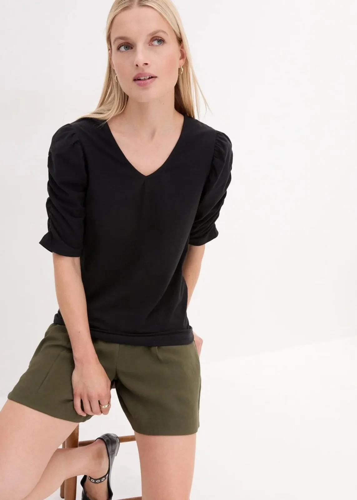 bonprix Shirts & Tops|Nachhaltigere Materialien^Shirt mit Puffärmeln schwarz