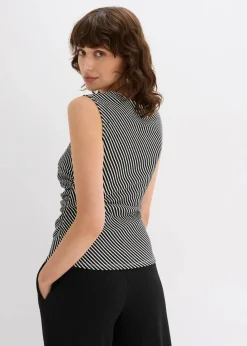 bonprix Shirts & Tops^Shirt mit Raffung schwarz/wollweiß
