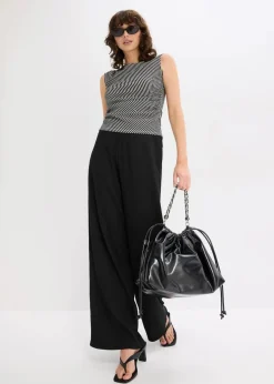 bonprix Shirts & Tops^Shirt mit Raffung schwarz/wollweiß