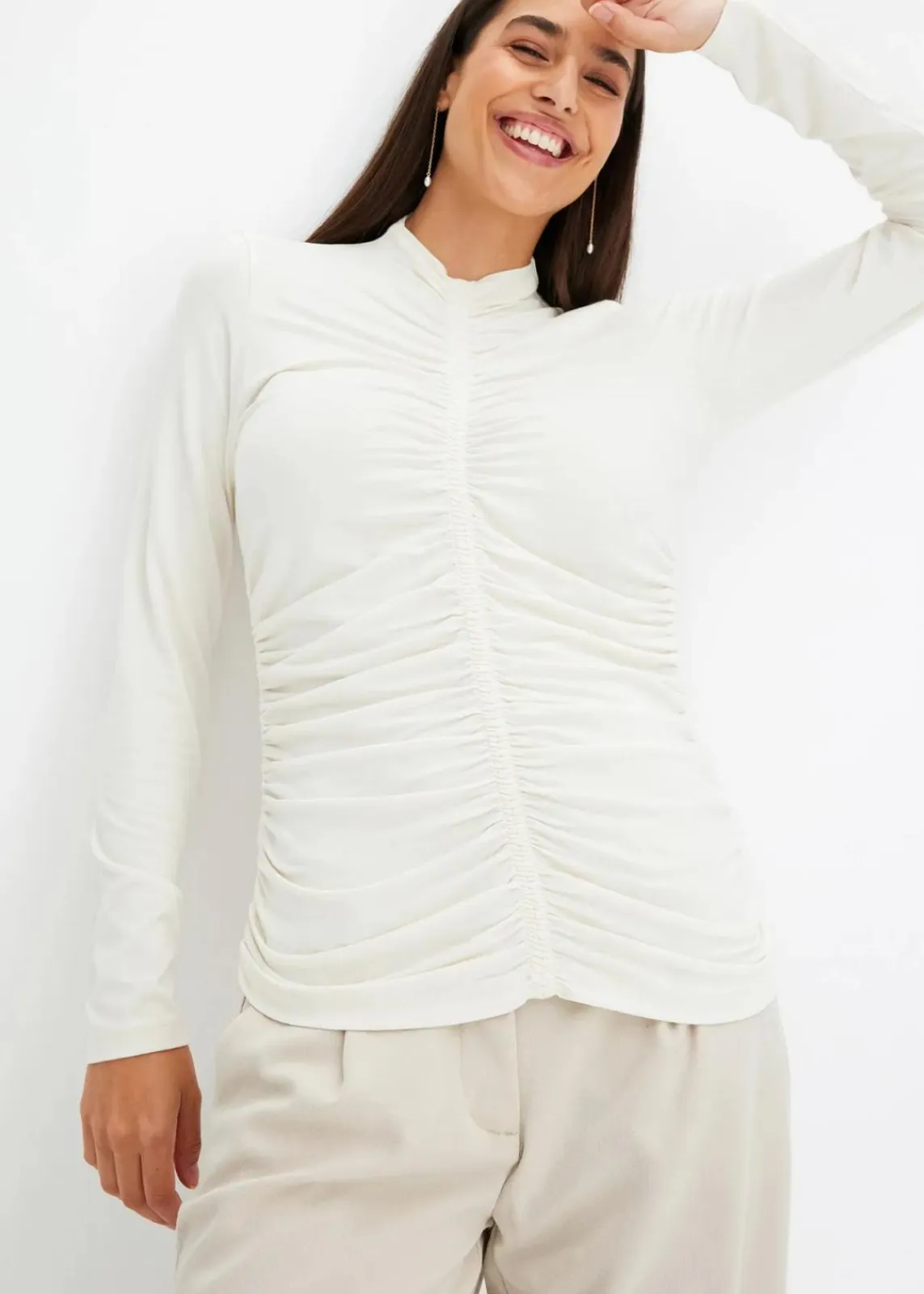 bonprix Shirts & Tops^Shirt mit Raffung wollweiß