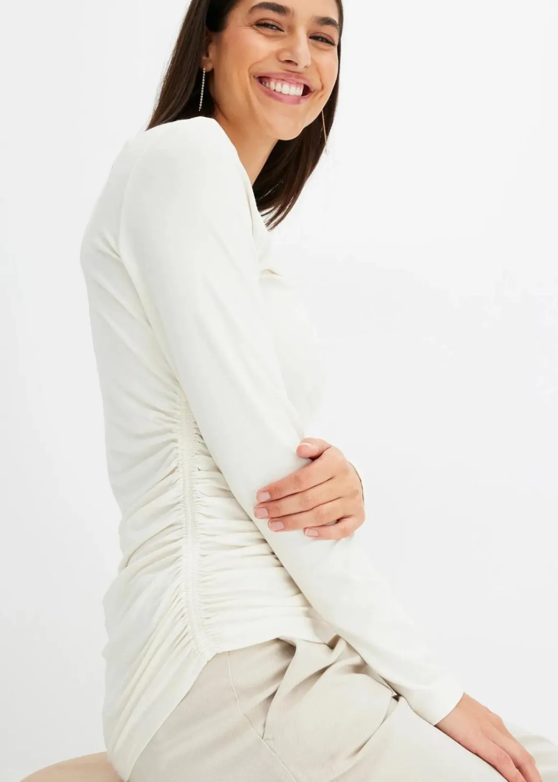 bonprix Shirts & Tops^Shirt mit Raffung wollweiß