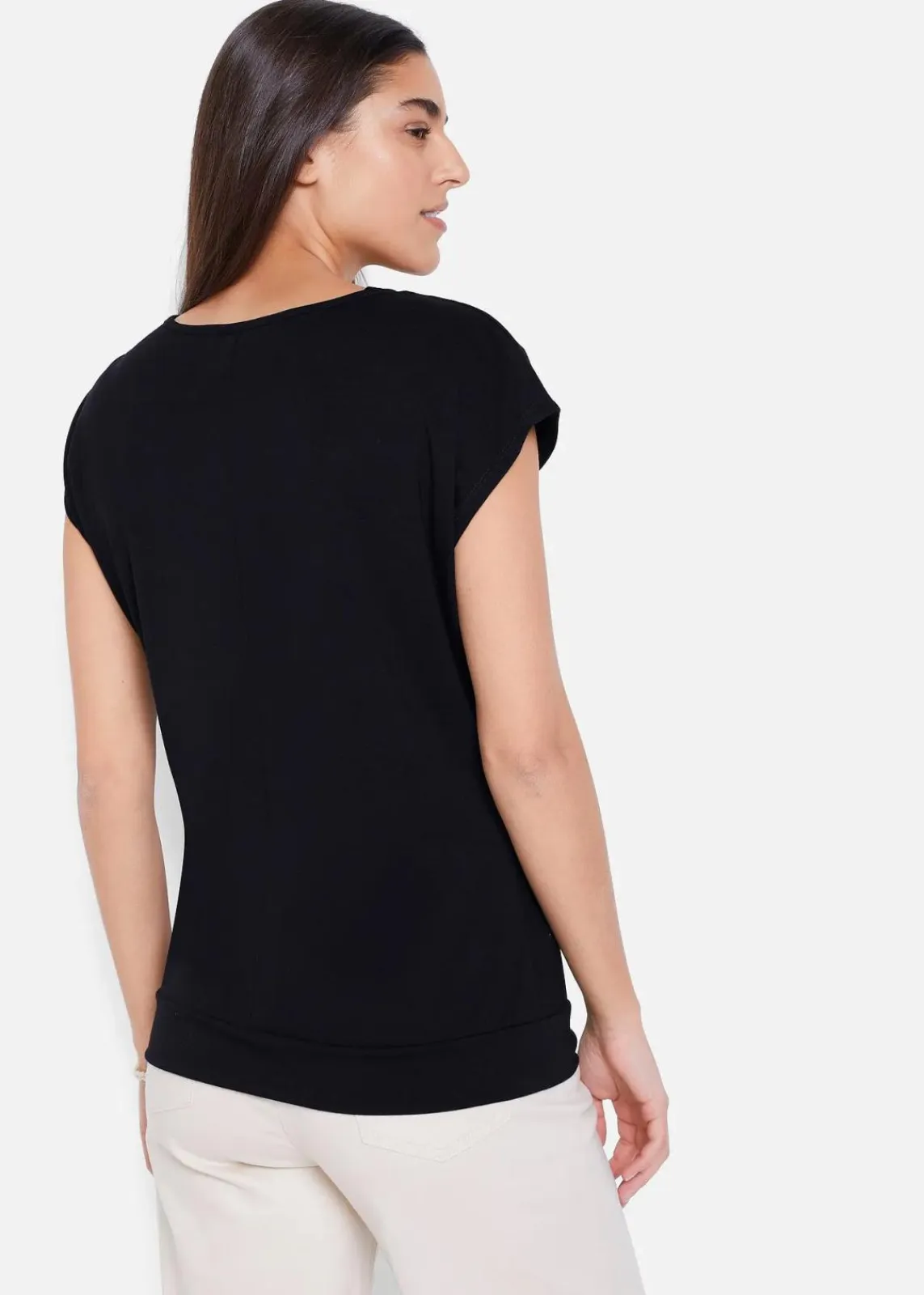 bonprix Shirts & Tops|Nachhaltigere Materialien^Shirt mit Reißverschluss, Kurzarm schwarz