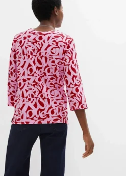 bonprix Shirts & Tops|Nachhaltigere Materialien^Shirt mit Rundhals-Ausschnitt, ¾-Arm chillirot/rosapink