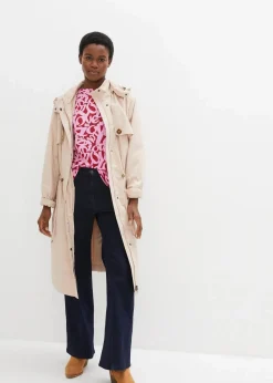 bonprix Shirts & Tops|Nachhaltigere Materialien^Shirt mit Rundhals-Ausschnitt, ¾-Arm chillirot/rosapink