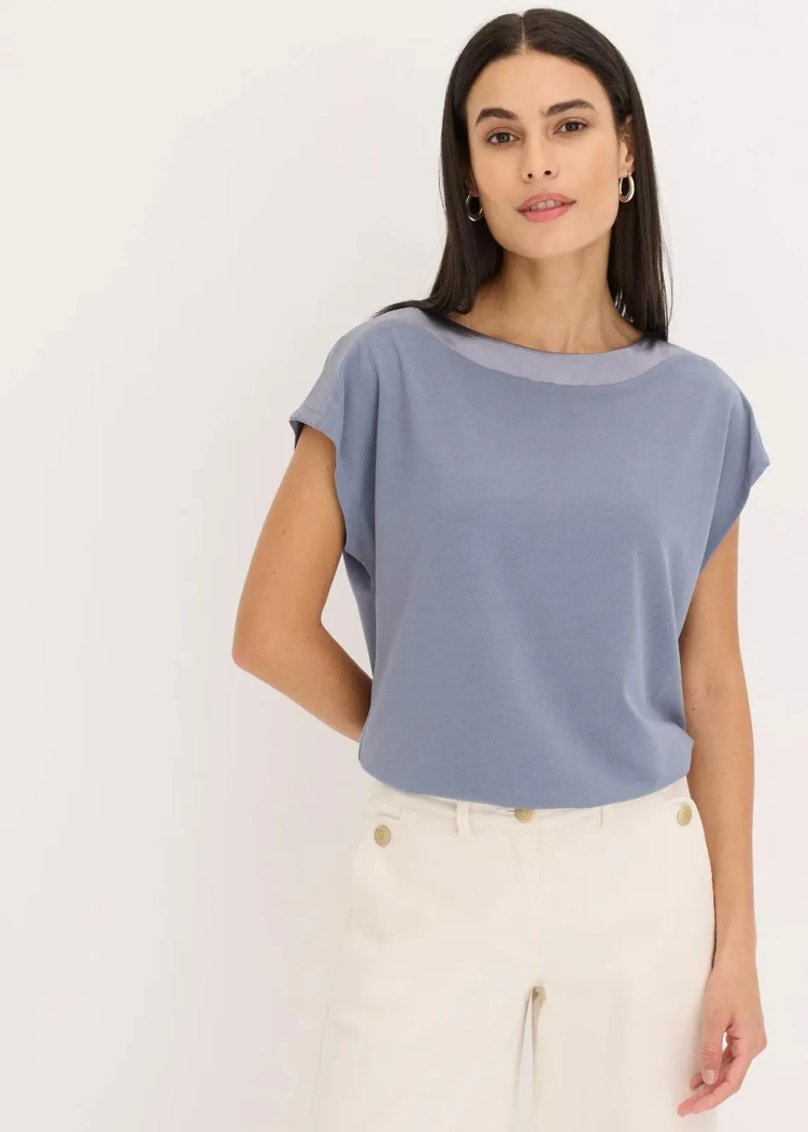 bonprix Shirts & Tops^Shirt mit Satinpasse rauchblau