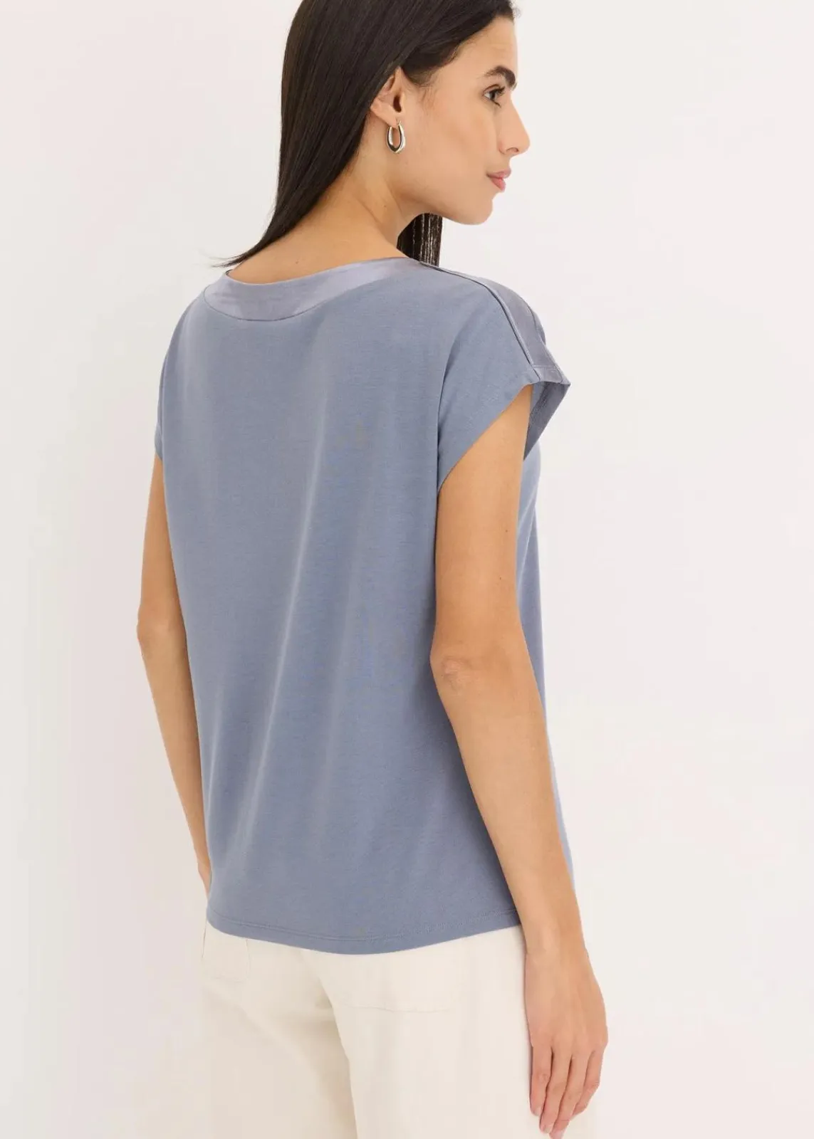 bonprix Shirts & Tops^Shirt mit Satinpasse rauchblau