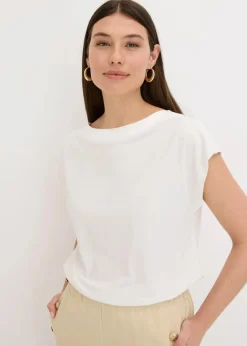 bonprix Shirts & Tops^Shirt mit Satinpasse wollweiß