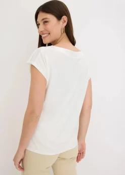 bonprix Shirts & Tops^Shirt mit Satinpasse wollweiß