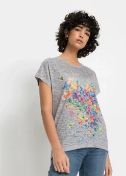 bonprix Shirts & Tops^Shirt mit Schmetterlingsdruck hellgrau meliert bedruckt