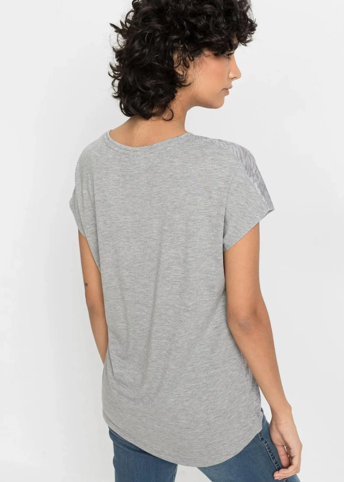 bonprix Shirts & Tops^Shirt mit Schmetterlingsdruck hellgrau meliert bedruckt