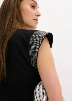 bonprix Shirts & Tops|Nachhaltigere Materialien^Shirt mit Schulterpolstern schwarz