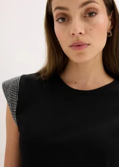 bonprix Shirts & Tops|Nachhaltigere Materialien^Shirt mit Schulterpolstern schwarz