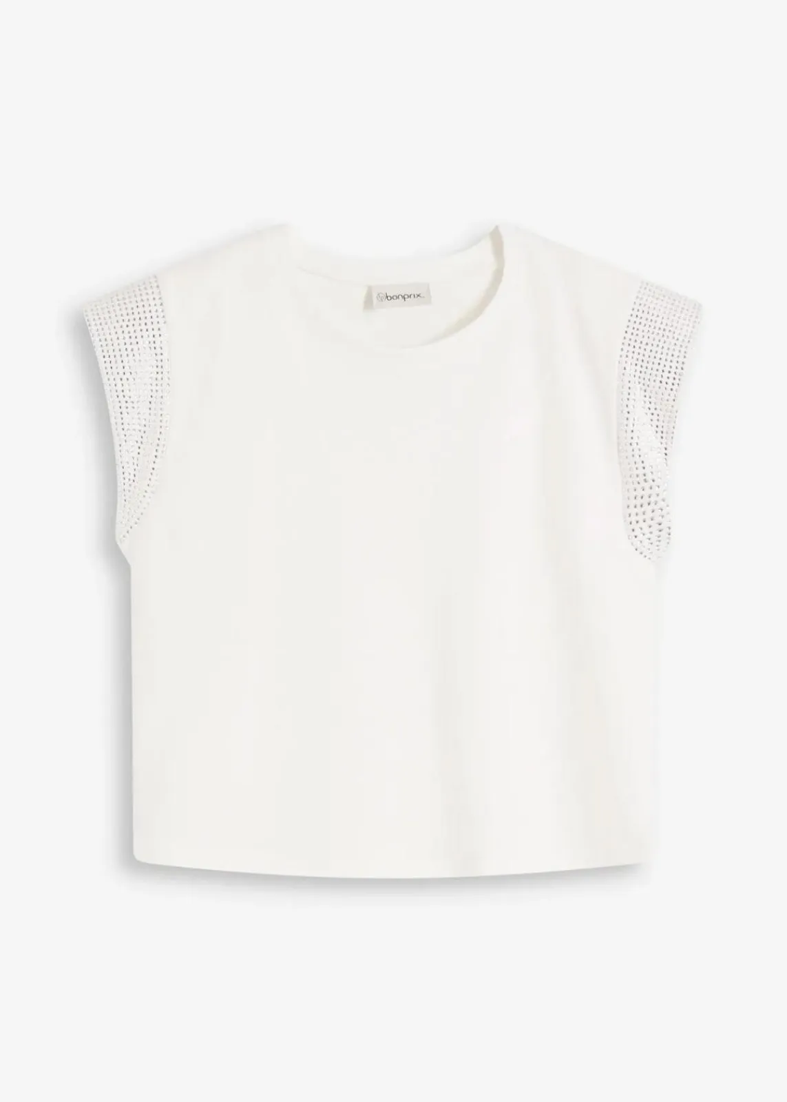 bonprix Nachhaltigere Materialien|Shirts & Tops^Shirt mit Schulterpolstern wollweiß