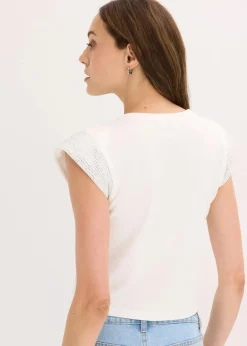bonprix Nachhaltigere Materialien|Shirts & Tops^Shirt mit Schulterpolstern wollweiß