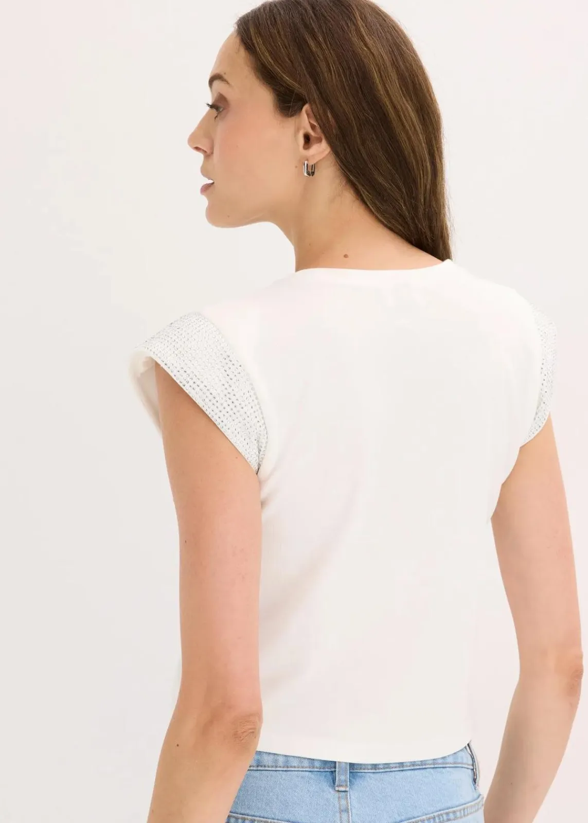 bonprix Nachhaltigere Materialien|Shirts & Tops^Shirt mit Schulterpolstern wollweiß