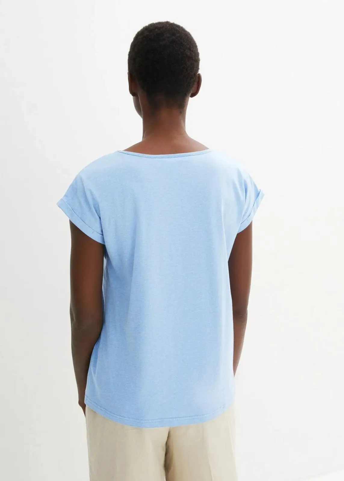 bonprix Shirts & Tops|Premium^Shirt mit Seidenanteil mittelblau