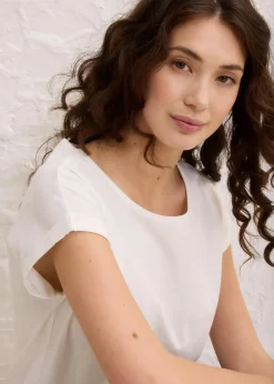 bonprix Shirts & Tops|Premium^Shirt mit Seidenanteil wollweiß