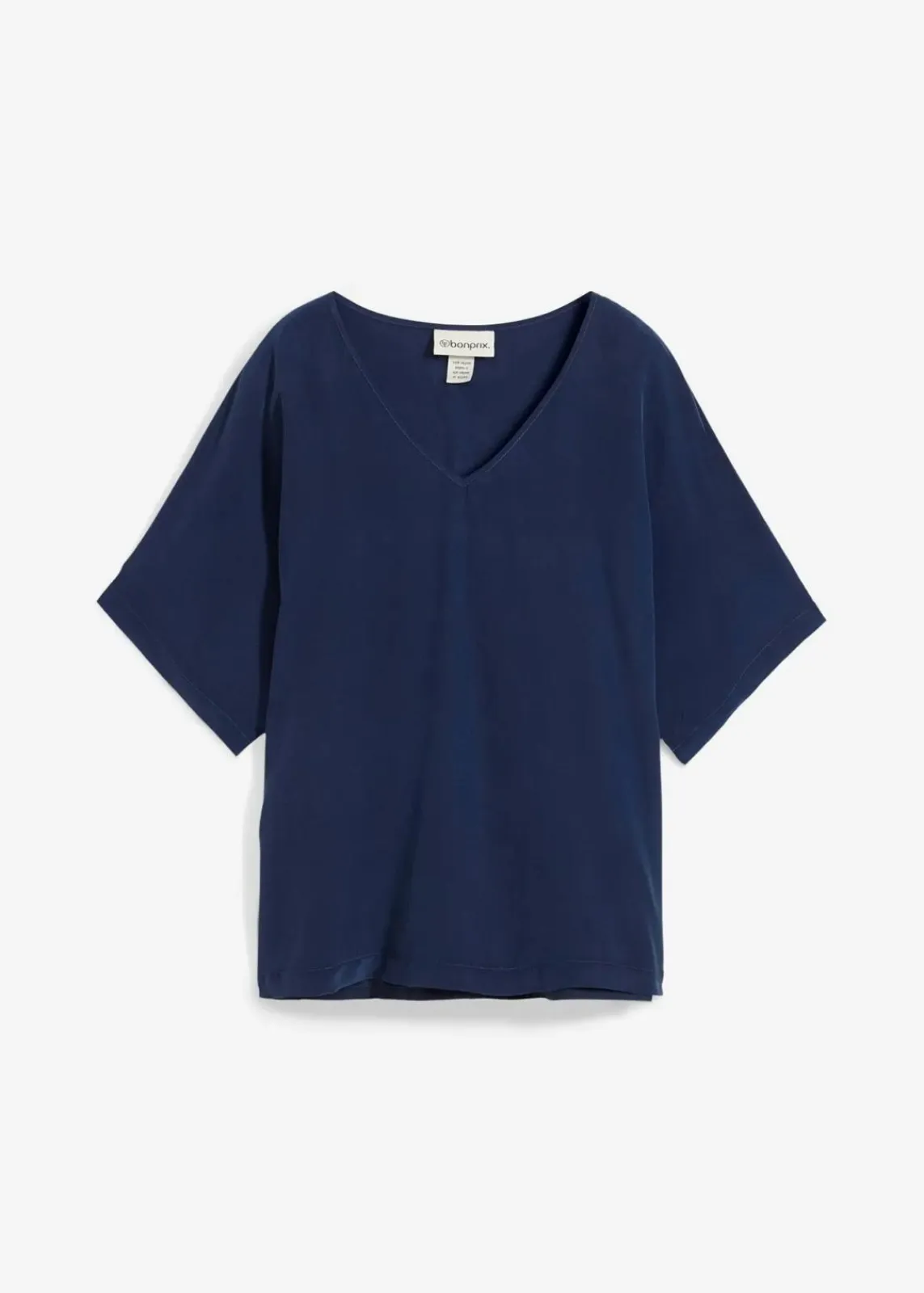 bonprix Premium|Shirts & Tops^Shirt mit Seidenanteil und Webeinsatz dunkelblau