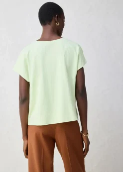 bonprix Premium|Shirts & Tops^Shirt mit Seidenanteil und Webeinsatz kreidegrün