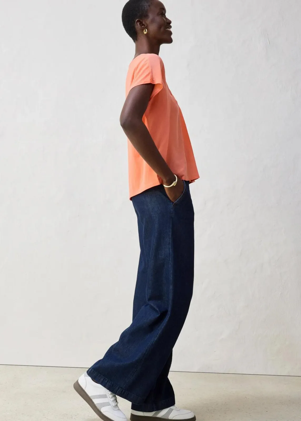 bonprix Premium|Shirts & Tops^Shirt mit Seidenanteil und Webeinsatz mandarine