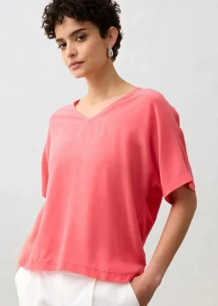 bonprix Premium|Shirts & Tops^Shirt mit Seidenanteil und Webeinsatz paradiespink
