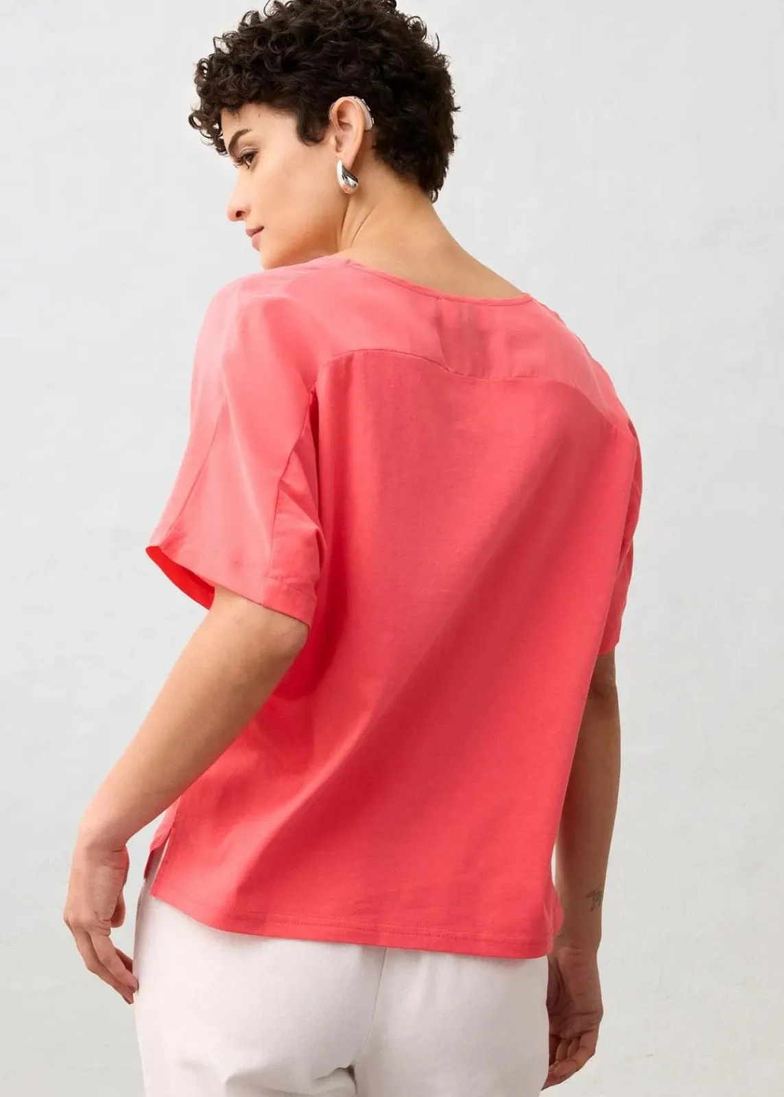 bonprix Premium|Shirts & Tops^Shirt mit Seidenanteil und Webeinsatz paradiespink