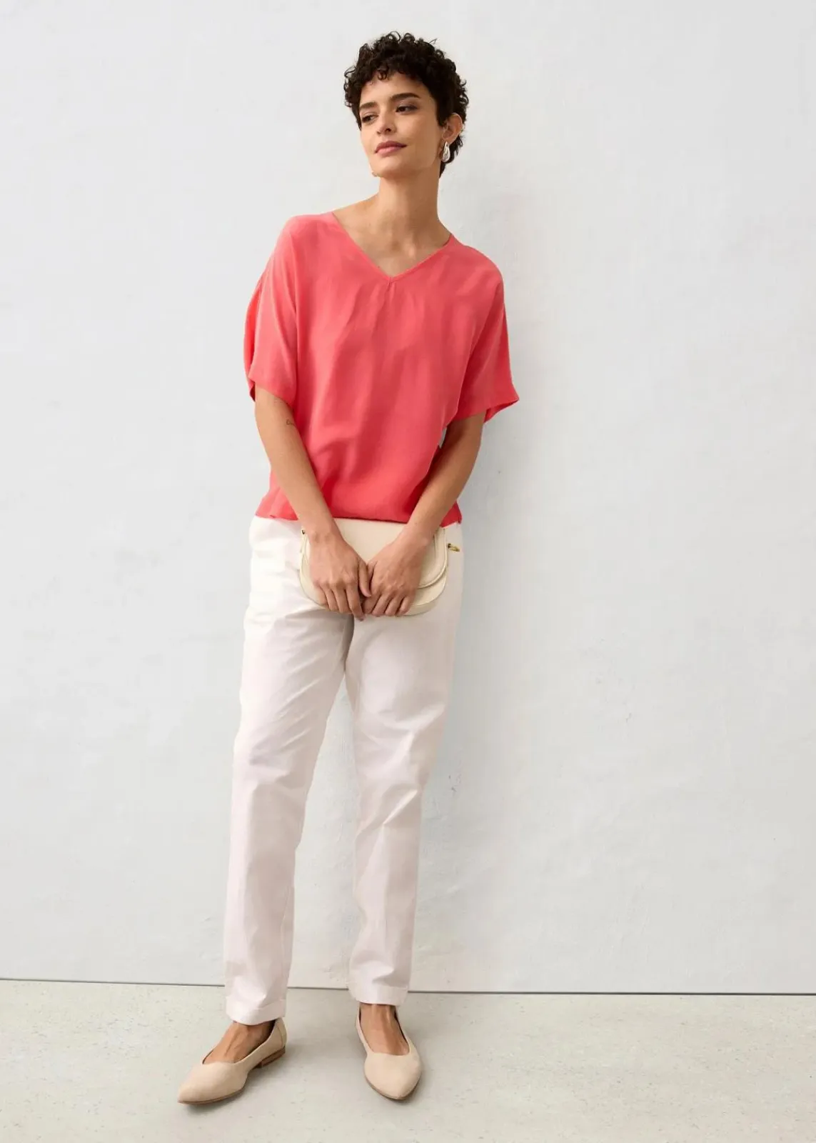 bonprix Premium|Shirts & Tops^Shirt mit Seidenanteil und Webeinsatz paradiespink