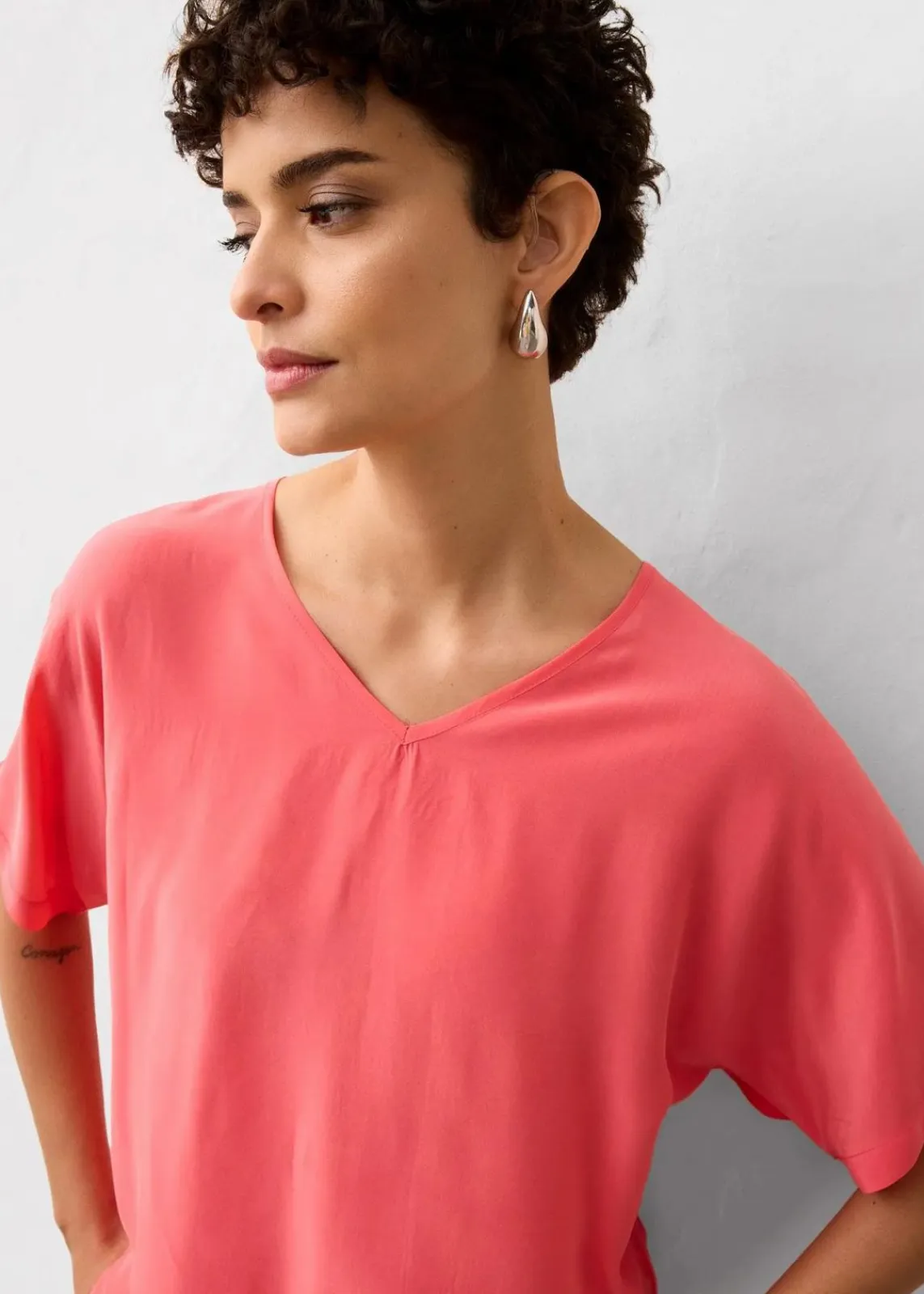 bonprix Premium|Shirts & Tops^Shirt mit Seidenanteil und Webeinsatz paradiespink