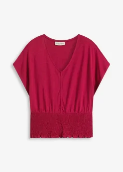 bonprix Shirts & Tops|Nachhaltigere Materialien^Shirt mit Smock-Saum beerenrot