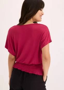 bonprix Shirts & Tops|Nachhaltigere Materialien^Shirt mit Smock-Saum beerenrot