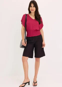 bonprix Shirts & Tops|Nachhaltigere Materialien^Shirt mit Smock-Saum beerenrot