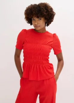 bonprix Nachhaltigere Materialien|Shirts & Tops^Shirt mit Smok erdbeere