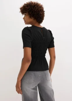 bonprix Shirts & Tops|Nachhaltigere Materialien^Shirt mit Smok schwarz
