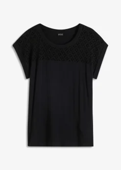 bonprix Nachhaltigere Materialien|Shirts & Tops^Shirt mit Spitze schwarz