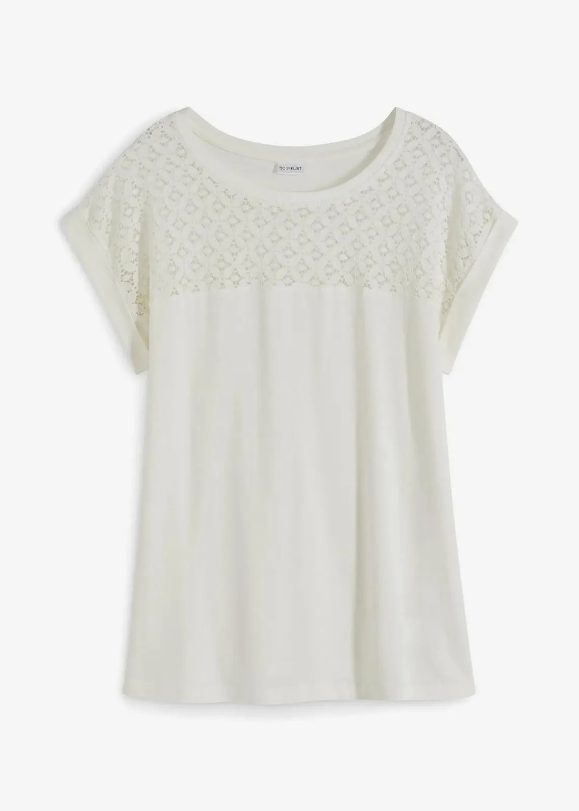 bonprix Shirts & Tops|Nachhaltigere Materialien^Shirt mit Spitze wollweiß