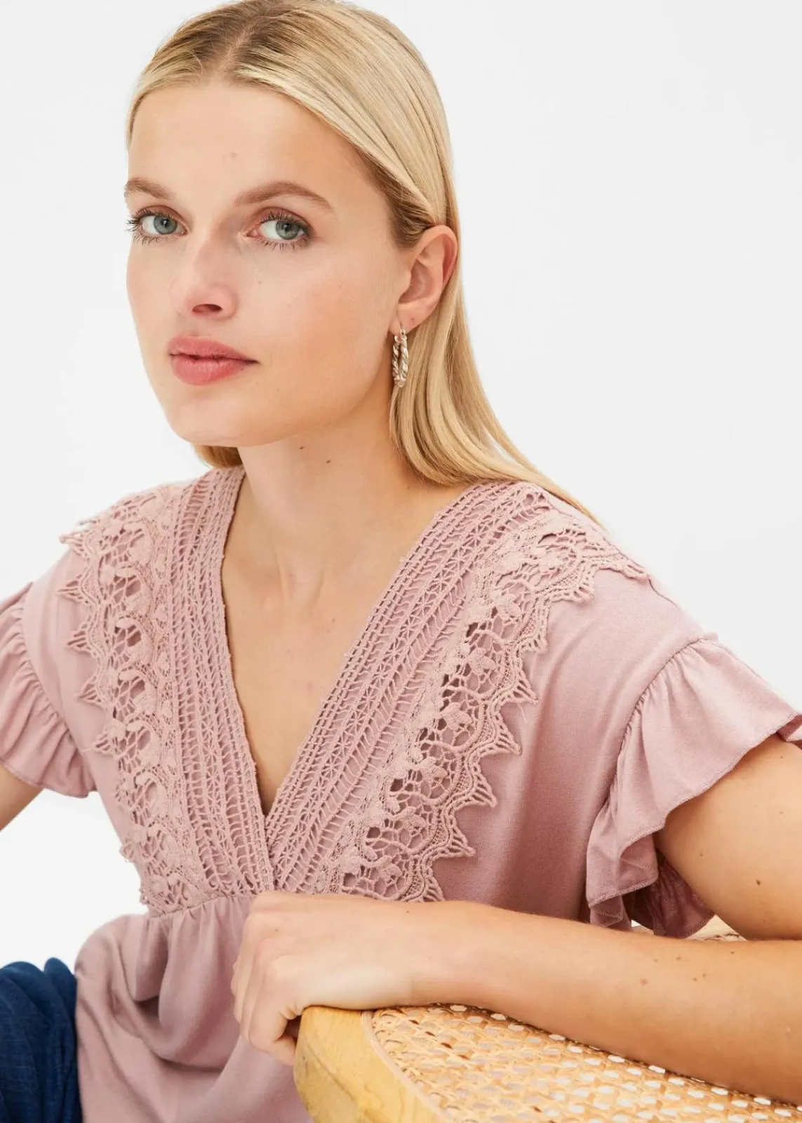 bonprix Shirts & Tops^Shirt mit Spitze rosenholz