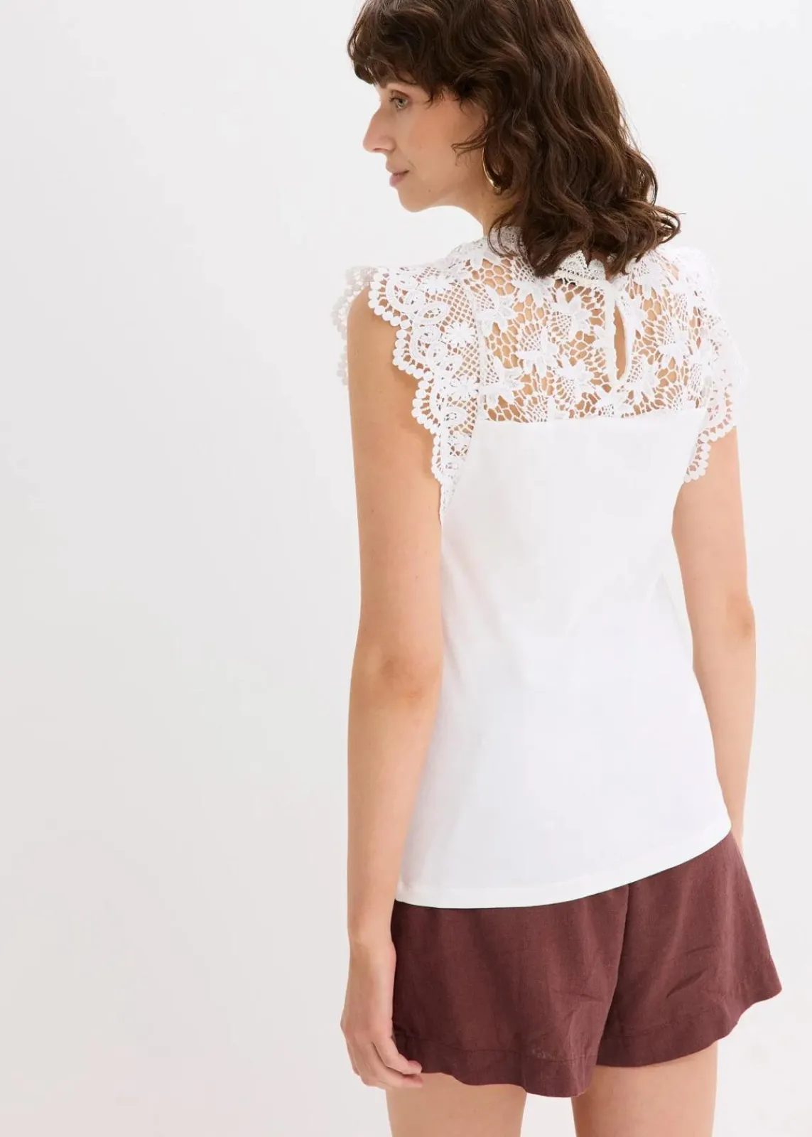 bonprix Shirts & Tops^Shirt mit Spitzeneinsatz weiß