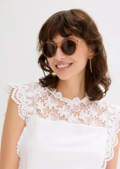bonprix Shirts & Tops^Shirt mit Spitzeneinsatz weiß