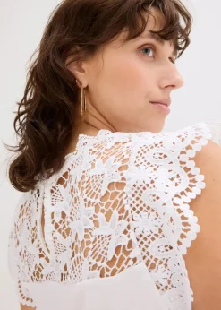 bonprix Shirts & Tops^Shirt mit Spitzeneinsatz weiß