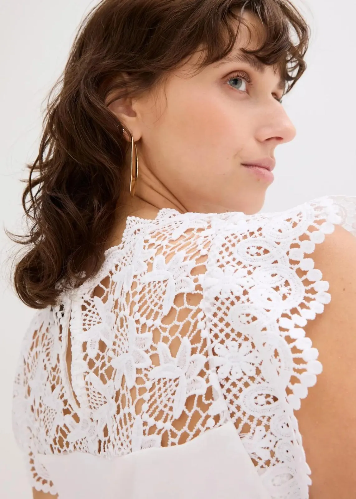 bonprix Shirts & Tops^Shirt mit Spitzeneinsatz weiß