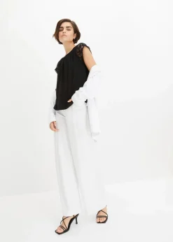 bonprix Shirts & Tops|Nachhaltigere Materialien^Shirt mit Spitzenärmeln schwarz
